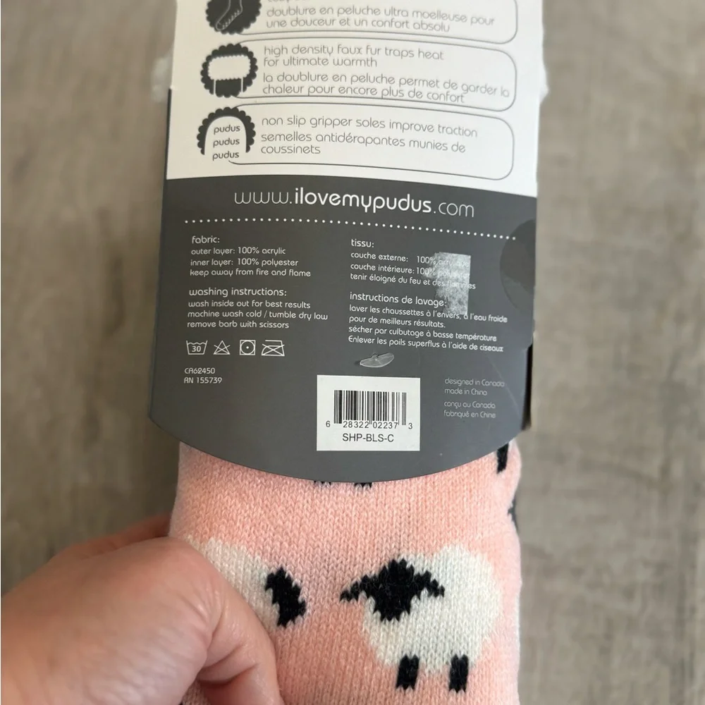 Pudus Cozy Pink Sheep Slipper Socks